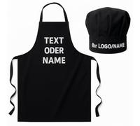 Set personalizzato con cappello da chef e grembiule con nome personalizzato o testo ricamato, grembiule da barbecue e cappello da chef professionale