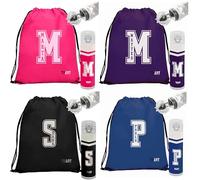Set personalizzato con nome TUART - sacca + borraccia termica in 2 varianti stile college americano e street art - perfetto per lo sport ed il tempo libero.