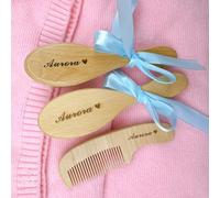 Set Personalizzato Di Spazzola E Pettine In Legno Per Bambini, Spazzola Per Capelli Con Nome Inciso Personalizzato, Regali Premurosi Per Neonati Maschi/femmine
