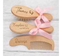 Set Personalizzato Di Spazzola E Pettine Per Neonati Maschi E Femmine, Set Personalizzato Di Spazzole In Legno Per Bambini Con Setole Morbide Di Capra, Pettine Per Crosta Lattea, Regalo Ricordo