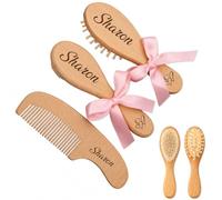 Set Personalizzato Di Spazzola E Pettine Per Neonati, Spazzola In Legno Personalizzata Con Setole Morbide Di Capra Per La Crosta Lattea, Massaggiatore Per Il Cuoio Capelluto Dei Bambini Piccoli