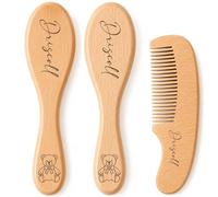 Set Personalizzato Di Spazzola E Pettine Per Neonati - Spazzola Per Capelli In Legno Con Nome Personalizzato E Morbide Setole Naturali Di Capra, Ricordo Per Il Neonato