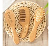 Set Personalizzato Di Spazzola E Pettine Per Neonati, Spazzola Per Crosta Lattea, Spazzole E Pettini Da Massaggio Per Bambini Piccoli Con Setole Morbide Di Capra, Regali Personalizzati Per Neonati