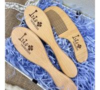 Set Personalizzato Di Spazzole In Legno Per Neonati, Icone E Caratteri Incisi Su Misura, Set Di Spazzole E Pettini Per Neonati, Articoli Essenziali Per Neonate, 3 Pezzi