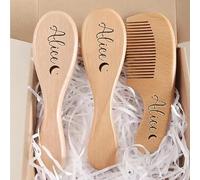 Set Personalizzato Di Spazzole In Legno Per Neonati, Spazzola E Pettine In Legno Personalizzati Con Nome/icona, Regali Per Baby Shower