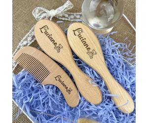 Set Personalizzato Di Spazzole Per Capelli In Legno Per Neonati, Spazzola Personalizzata Con Nome, Regali Per Neonati Maschi E Femmine, Regalo Ricordo Per Neonati
