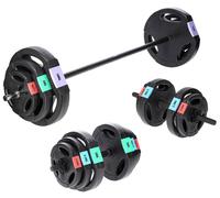 Set pesi da 62 kg - 2 manubri corti e 1 bilanciere