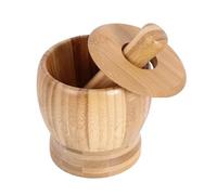 Set pestello e mortaio Set di mortai e pestello in bambù con coperchio, pepe, aglio, spezie, smerigliatrice, frantoio, schiacciapatate, utensile da cucina, ciotola for macinare(S)