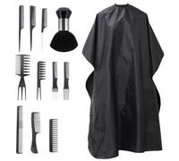 Set Pettine da Parrucchiere Mantello da Salone Nero | Plastica, Poliestere e Nylon, Taglia Regolabile, Uso Ampio per Rasatura Barba e Decolorazione