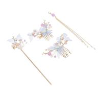 Set Pettine e Bastone per Chioma Farfalla Blu in Lega Vintage | Tre Pezzi, Stile Tradizionale Retro, per Lunghe Chiome e Raccolti, Adatto a Hanfu e Foto Antiche