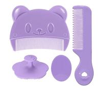 Set Pettine Viola A 4 Pezzi, Pettine A Denti Tondi Portatile, Spazzola Morbida Per Shampoo Per Bambini, Spazzola Per Baby Shower In Silicone, Adatta Per Neonati.