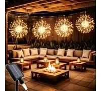 Set pezzi, luci solari a forma di d' da appendere, luci LED a forma di stella, per esterni, 8 modalità LED, luci fatate, luci festive, giardino, luci decorative natalizie