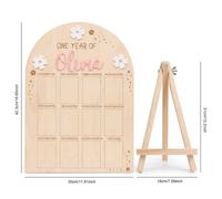 Set pezzi personalizzato per : in legno per i primi passi con supporto in legno, personalizzato con cornice e base per 12 foto, per feste di compleanno a tema margherita