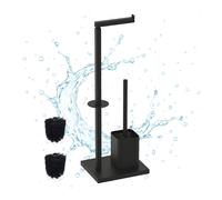 Set Piantana Porta Scopino Rotoli Carta Igienica Bagno PP Ferro 67,5x26x15,5 cm