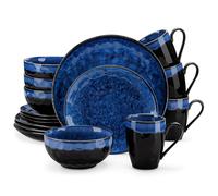 Set piatti blu gres servizio tavola 4,8,12 persone vintage 16/32/48 pezzi