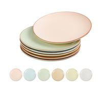 Set Piatti Colorati Piatto Ceramica - Set di 6 Piatti Dessert con Colori Caramella - Set Piattini per Dolci in Porcellana - Servizio Piatti Piani Piccoli per Insalata | Antipasti | Colazione - 20 cm