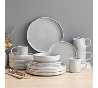 Set piatti gres bianco 4, 8, 12 persone stoviglie in ceramica 16/32/48 pezzi