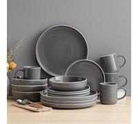 Set piatti gres grigio 4, 8, 12 persone stoviglie in ceramica 16/32/48 pezzi