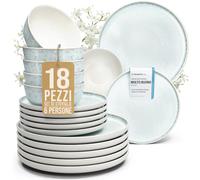 Set Piatti Moderni Ibiza per 6 Persone, 24 Pezzi in Steingut - Servizio di Piatti e Ciotole Mediterranei, Resistenti a Lavastoviglie, Microonde e Graffi - Pure Living beige-blu