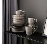Set piatti per 4/8/12 persone grigio scuro grigio gres 16/32/48 pezzi navia