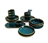 Set piatti Piatto in ceramica verde Piatti for cibo da bistecca Ciotole cena Set di stoviglie in porcellana for hotel for famiglie per la Cucina(Small dish)