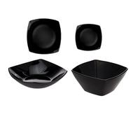 Set Piatti quadrato ECLISSI nero 19 Pezzi Servizio Tavola Moderno Impilabili