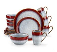 Set piatti rosso gres servizio tavola 4, 8 e 12 persone 16/32/48 pezzi