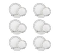 Set piatti Secret Garden da 18 pezzi in porcellana grigio