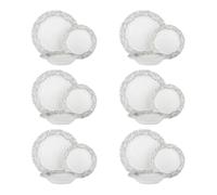 Set piatti Secret Garden da 18 pezzi in porcellana grigio