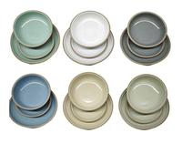 Set Piatti servizio 18 Pezzi in Stoneware Colorato Tavola Moderno per 6 Persone con Piatti Piani 26 cm Fondi e Frutta 20 cm, Design Elegante Multicolore.