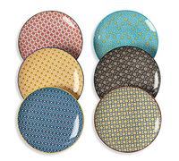 Set Piatti Servizio Piatto Porcellana - Piatti Piani Colorati Ceramica da 6 Persone - Piatti Grandi da Tavola per Cena 25 cm - Piatto Piano Cucina Moderni Design - Adatto per Microonde e Lavastoviglie