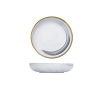 Set piatti Set di piatti e ciotole in ceramica marmo stoviglie for insalata Natale Dessert Piatti bianchi in porcellana Bone China da cucina Vassoio rotondo per la Cucina(7.5 inch deep plate)