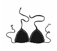 Set piatto Compleanno Costume da bagno Uncinetto a Mano Tinta Unita per Donne Top Bikini Costume da Bagno euramericano Bustier Sexy Bianco, Le Noir, M