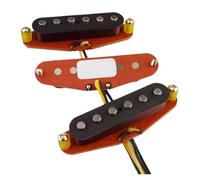 Set pickup single coil Alnico 2 sfalsati for chitarra elettrica ST, SSS, base in fibra rossa/nera