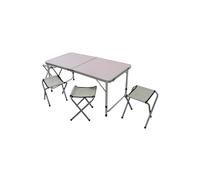 SET PIEGHEVOLE DA ESTERNO TAVOLO 4 SGABELLI CAMPEGGIO PICNIC IN ALLUMINIO GRIGIO