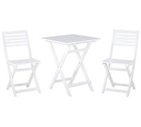 Set Pieghevole da Giardino 3 pezzi in Legno Massiccio di Acacia Bianco Fiji