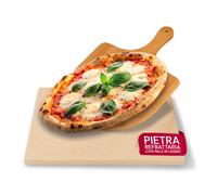 Set Pietra Refrattaria e Pala in Bambù per Pizza Croccante Fatta in Casa
