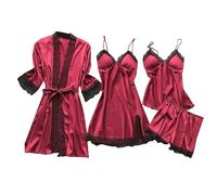 Set pigiama con top e pantaloncini, indumenti da notte sexy da donna,Set di 4 abiti sottoveste da notte per una bellezza sexy - Accappatoio da interno senza pelucchi per anniversari, fotografici, luna