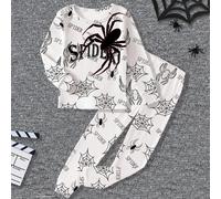 Set pigiama da 2 pezzi per ragazzi pre-adolescenti, composto da maglia a maniche lunghe e pantaloni, con stampa di ragno, vestibilità aderente, adatto per primavera/autunno 8Y,9Y,10Y,11Y,12YAnimale,Gr