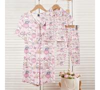 Set pigiama da bambina con canotta a maniche corte e pantaloncini con cuore a forma di coniglietto, serie rosa e crema 6-9M,9-12M,12-18M,18-24M,2-3YFumettoTessuto in maglia