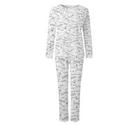 Set pigiama da donna, 2 pezzi, abbigliamento da casa da donna, stampa quotidiana, abbigliamento per la famiglia, top a maniche lunghe, pantaloni, camicia, pantaloni, abbigliamento da notte, Nero , XXL