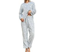 Set pigiama da donna 2 pezzi set pigiama per donna cuore strutturato autunno e inverno termico pigiama outfit girocollo pullover maglione e gamba larga pantaloni pull-on in pile peluche soffice