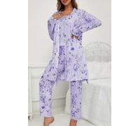 Set pigiama da donna a 3 pezzi a maniche lunghe con top e pantaloni morbidi per la casa per dormire rilassarsi quotidiano al chiuso relax