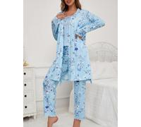 Set pigiama da donna a 3 pezzi a maniche lunghe con top e pantaloni morbidi per la casa per dormire rilassarsi quotidiano al chiuso relax