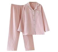 Set pigiama da donna a quadri con camicia e pigiama classico con bottoni, mini pigiameria a quadri, vestibilità regolare, in tartan, con tasca, semplice da indossare tutti i giorni, per interni, rosa