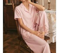 Set pigiama da donna con cardigan elegante a bolle e grinze, stile della Francia meridionale L,M,S,XLGrafico,PianteTessuto intrecciato