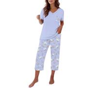Set pigiama da donna in cotone a maniche corte con tasche | Set da salotto a due pezzi per le donne abiti comodi per il tempo libero leggeri abbigliamento per la casa moda floreale