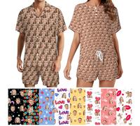 Set Pigiama da Donna Personalizzato con Foto Set Pigiama Personalizzato con Volto per Donna Set Pigiama a Maniche Corte Personalizzati Regali Personalizzati per Natale San Valentino