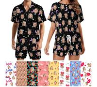Set Pigiama da Donna Personalizzato con Foto Set Pigiama Personalizzato con Volto per Donna Set Pigiama a Maniche Corte Personalizzati Regali Personalizzati per Natale San Valentino