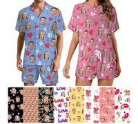 Set Pigiama da Donna Personalizzato con Foto Set Pigiama Personalizzato con Volto per Donna Set Pigiama a Maniche Corte Personalizzati Regali Personalizzati per Natale San Valentino